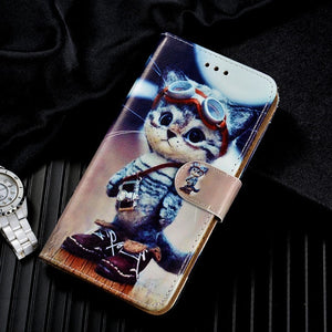 Cute Leather Phone Bag Case For Xiaomi Redmi 3S 4 4A 4X 5 Plus 5A 6A 6 Pro 7 7A 8 8A 9A Cover Animal Flower Cat Tiger Horse Bear